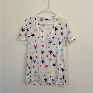 Monrow star print oversized V-neck tee.